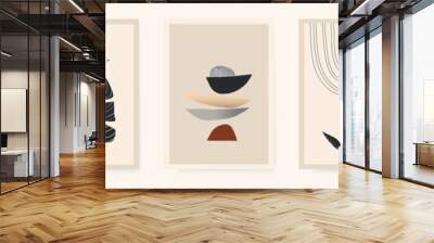 Modern minimalist abstract aesthetic illustrations. Contemporary wall decor. Collection of creative artistic posters.  Wall mural