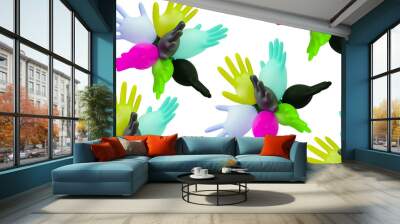 multi-colored medical gloves isolated. Sterile equipment for the medical and beauty industries. Copy space Wall mural