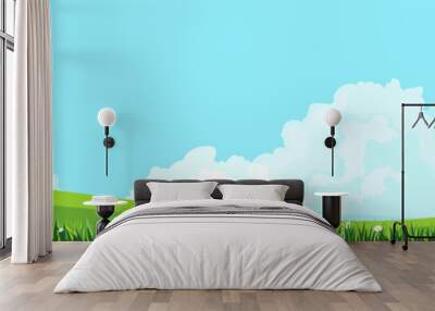 Natural landscapes, blue sky with white clouds.Vector illustration. Wall mural