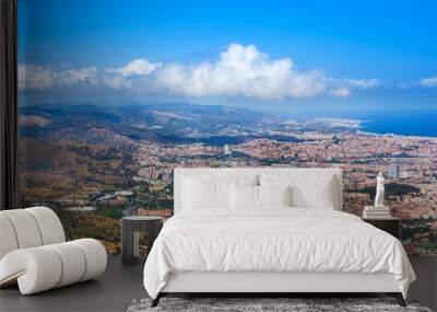 Panoramic view of Barcelona from Tibidabo, Spain Wall mural