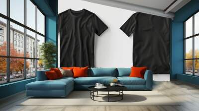 Plain black t-shirt front and back for mockup isolated on white background Wall mural