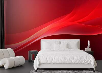 Red abstract background with lines, stripes. Wavy text area for card, banner, flyer, poster design Wall mural