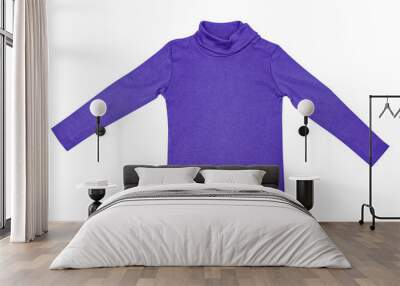 Children's wear -  kid's baby violet turtleneck roll-neck sweater  isolated on the white background Wall mural