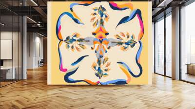 Scarf modern design with artistic ethnic style illustration. Abstract fashionable vector template for your design. Wall mural