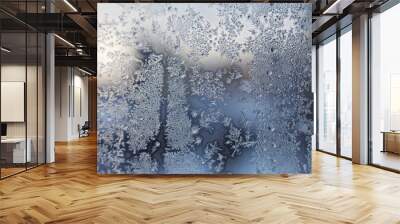 Christmas frosty snowflake pattern on the window glass Wall mural