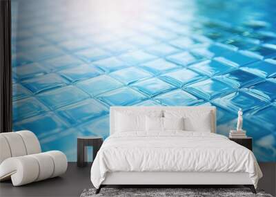 Blue pool water surface, abstract summer fresh background Wall mural