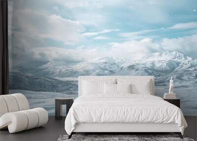 Snow mountain pic winter panorama wallpaper background Wall mural