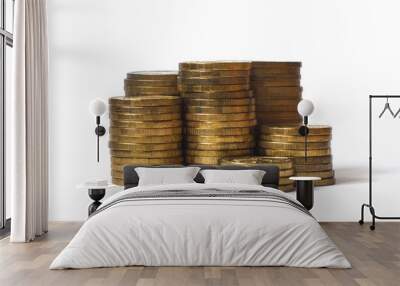 stack of coins isolated on white background Wall mural