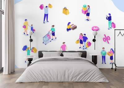 shopping people Wall mural