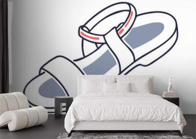 Stylish sandal illustration with straps on a white background for footwear design concepts Wall mural