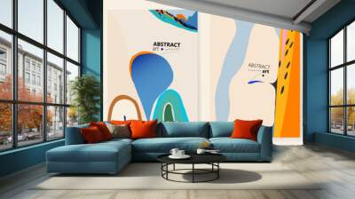 trendy hand drawn cute abstract background set. colorful modern templates for your design. Wall mural