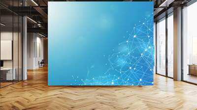 Abstract blue network background representing connectivity. Digital technology and data visualization. Ideal for business and science presentations. AI Wall mural