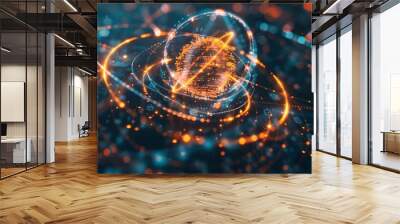 Abstract glowing networks with dynamic particles, digital concept of connectivity. Futuristic technology style for modern design. Stunning digital patterns. AI Wall mural