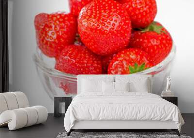 Container, bowl with fresh strawberries on a white background Wall mural