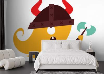 Viking man flat vector illustration on white Wall mural