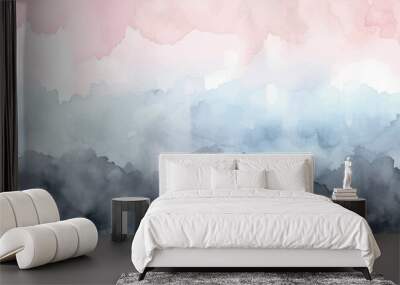 watercolor abstract background pink blue gray Wall mural