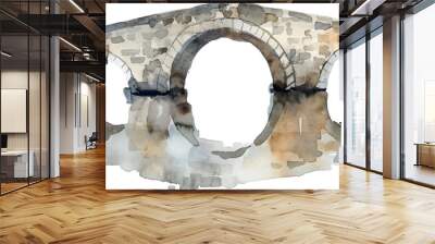 watercolor background illustration stone bridge  Wall mural