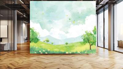 watercolor background with tree Wall mural