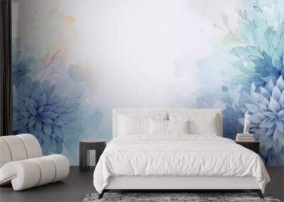 watercolor blue floral background Wall mural