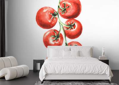 Watercolor illustration hand drawn cherry tomatoes vegetable Wall mural