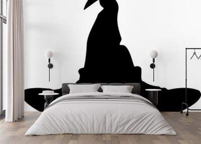 Witch magic hat silhouette halloween vector Wall mural