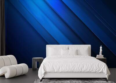 Abstract blue background with dynamic line design. Contemporary blue pattern with diagonal stripe texture. Wall mural