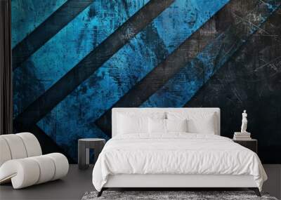 Abstract blue textured diagonal stripes background Wall mural