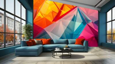 Abstract colorful geometric pattern with vibrant polygon shapes and bright gradient Wall mural