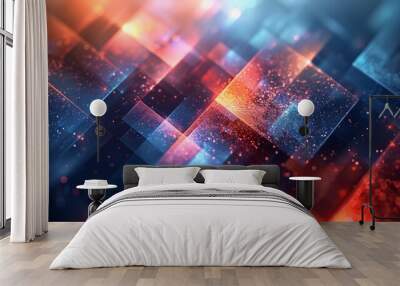 Abstract geometric background with vibrant matrix of glowing cubes Wall mural