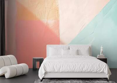 Abstract geometric shapes with gradient pastel colors. Stylish minimalist design with a gradient of pink, orange, and blue hues. Wall mural