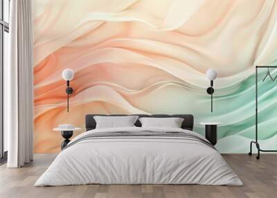 Soft pastel silk fabric texture. 3D digital illustration of gentle flowing satin for background or luxury design. Wall mural