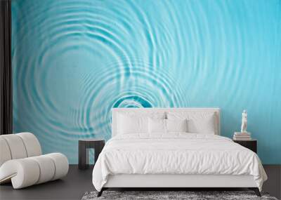 Blue transparent water texture with circles from drops Abstract summer water background in turquoise color Cosmetic moisturizer micellar toner emulsion Wall mural