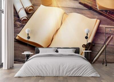 Open vintage notebook Wall mural