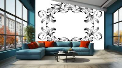 Vintage border frame engraving with retro ornament pattern in antique floral style decorative design Wall mural