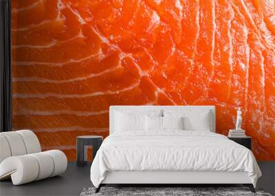 banner of Fresh salmon slice very close up. macro shot. seafood background. pattern Wall mural