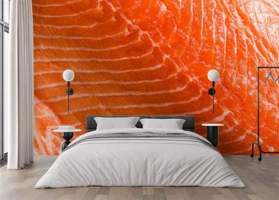 banner of Fresh salmon slice very close up. macro shot. seafood background. pattern Wall mural