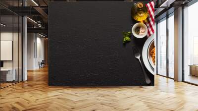 banner of Italian risotto with tomato sauce on the table. copy space Wall mural