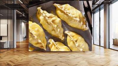 preparation of Delicious homemade Cornish pasties with beef, carrot, and potato. Wall mural