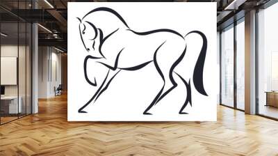 A line sketch of a stamping horse. Wall mural