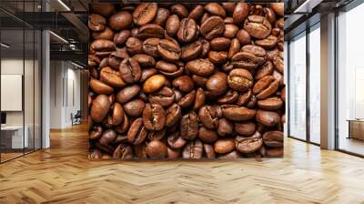 Black coffee beans. Roasted coffee beans, can be used as a backg Wall mural