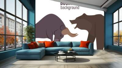 Bullish and Bearish symbols on stock market vector illustration. The symbol of the bear and the bull. The growing and falling market. Vector. Wall mural