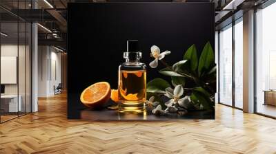 A bottle of perfume with the scent of orange blossom. Wall mural