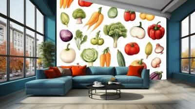 Set of vegetable on white background. Wall mural