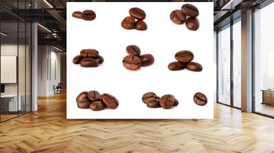 Set of coffee beans icons. Vector illustration. Coffee bean brown roasted caffeine espresso seed. Wall mural