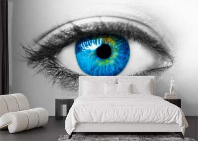 Blue woman eye extreme macro shot Wall mural