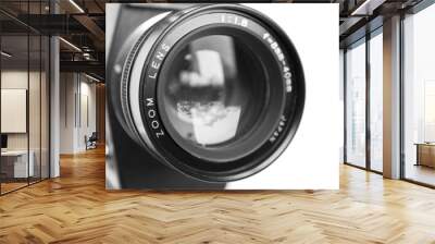 Camera lens isolated on white background Wall mural