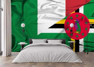 waving flag of dominica and italy Wall mural