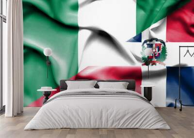 Waving flag of Dominican Republic and Nigeria Wall mural