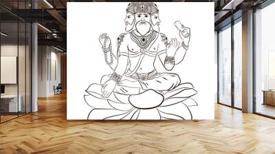 Illustration of Hindu God Brahma Wall mural