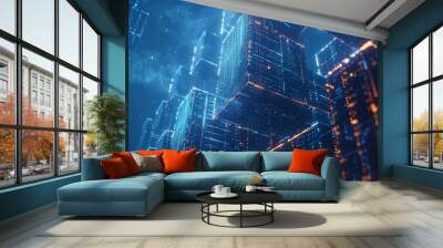 Impenetrable Digital Fortress of Cybersecurity Code Wall mural